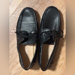 Franco vanucci black boat shoes woven mens 10 **2 for 20**